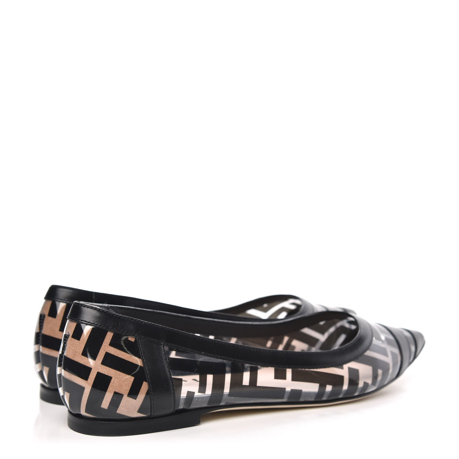 Fendi PVC Calfskin FF Colibri Ballerina Flats 37 Black 4 of 7