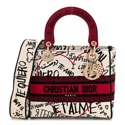 Christian Dior Canvas Medium DiorAmour Graffiti Lady D-Lite Latte 1 of 11