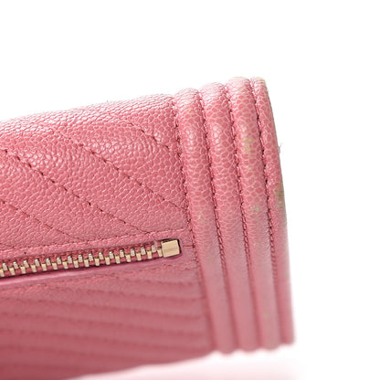Chanel Iridescent Caviar Chevron Quilted Boy Compact Wallet Dark Pink 13 of 14