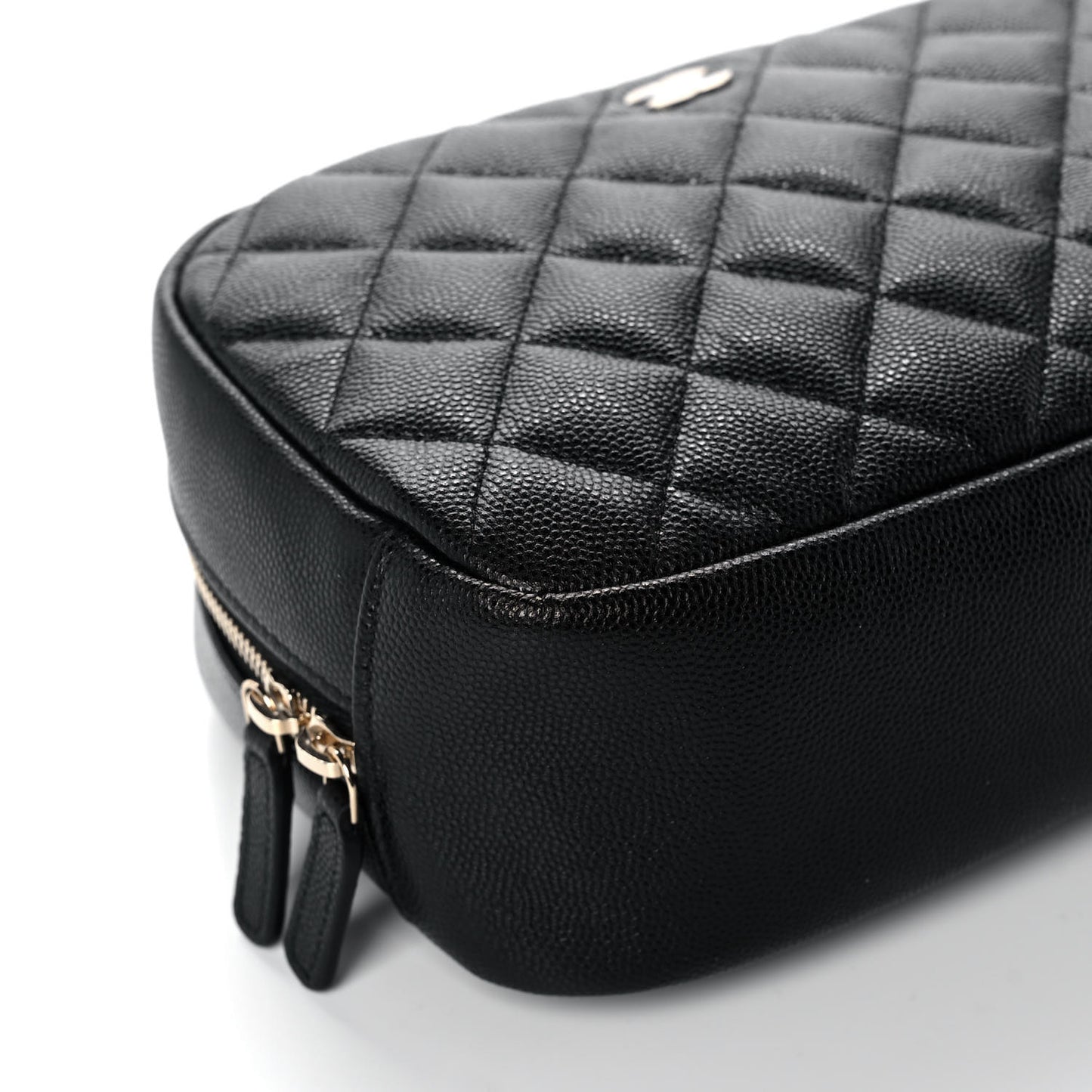 Caviar Quilted Curvy Pouch Cosmetic Case Black