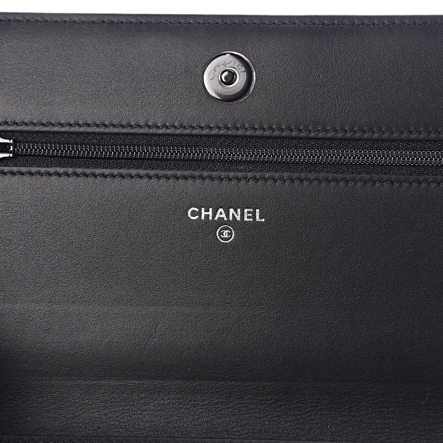 Chanel Calfskin Painted Chevron Embossed Boy Wallet On Chain WOC Black 5 of 13