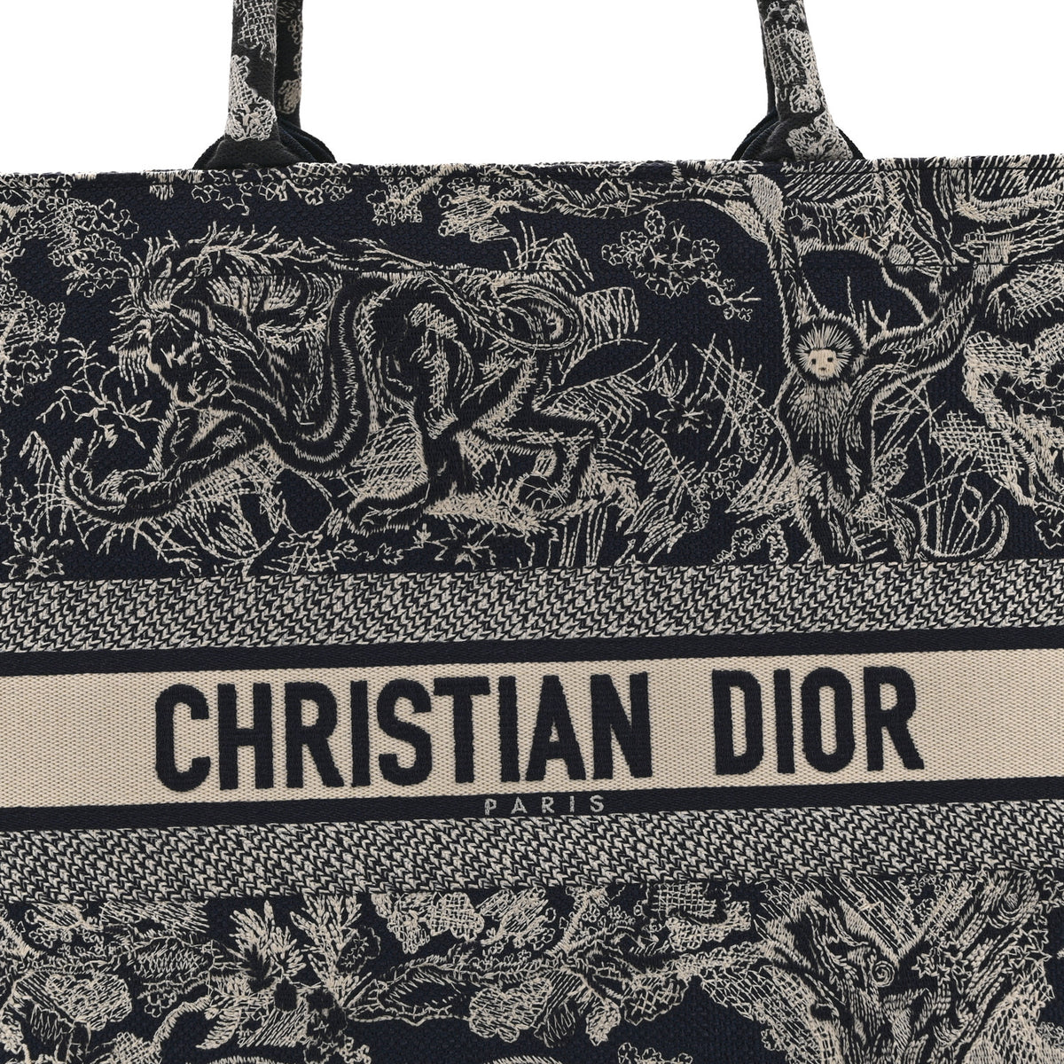 Christian Dior Canvas Embroidered Large Dioriviera Toile De Jouy Reverse Book Tote Blue 8 of 10