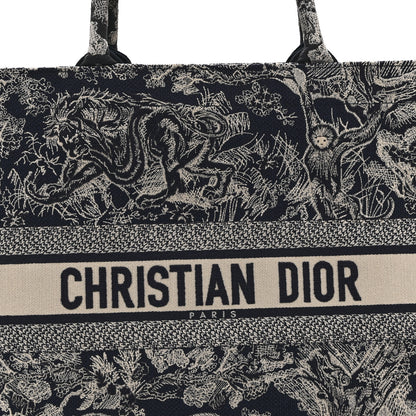 Christian Dior Canvas Embroidered Large Dioriviera Toile De Jouy Reverse Book Tote Blue 8 of 10