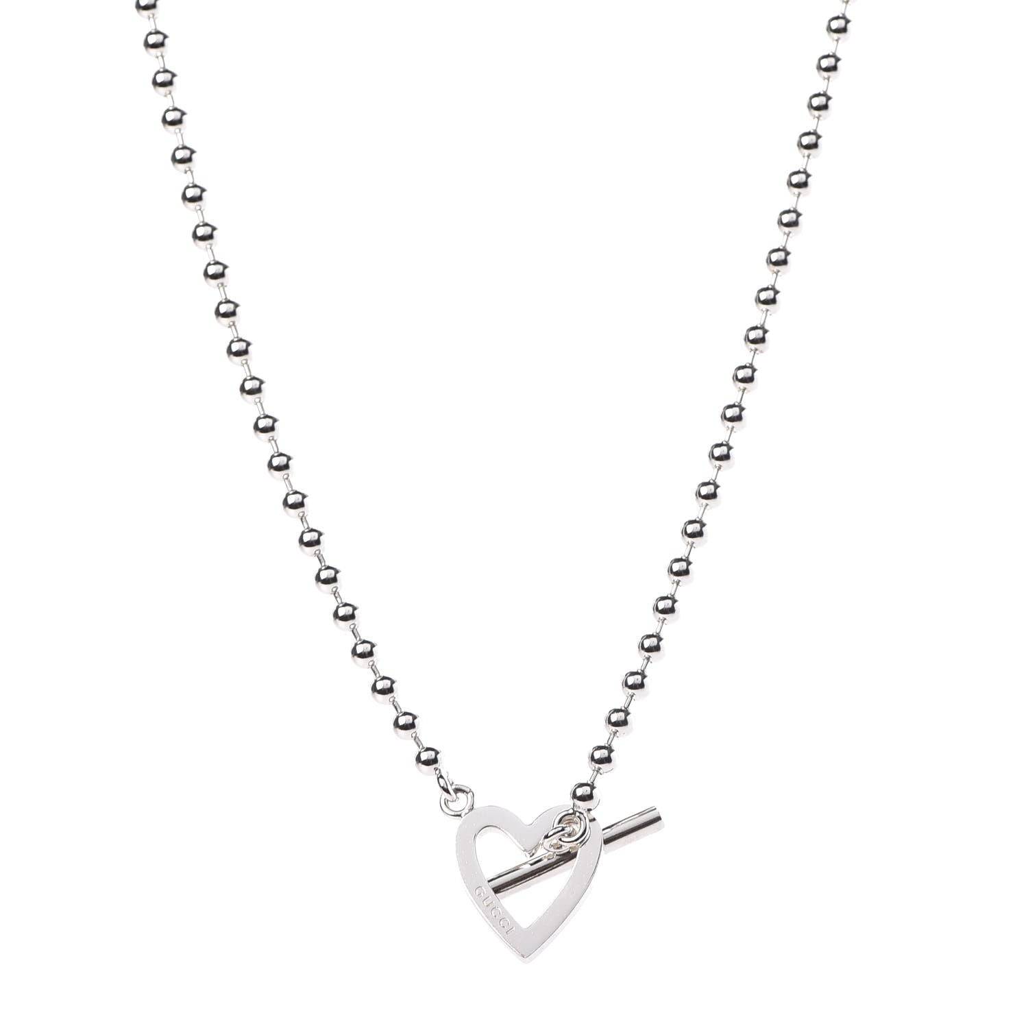 Gucci Sterling Silver Heart Toggle Necklace 1 of 6