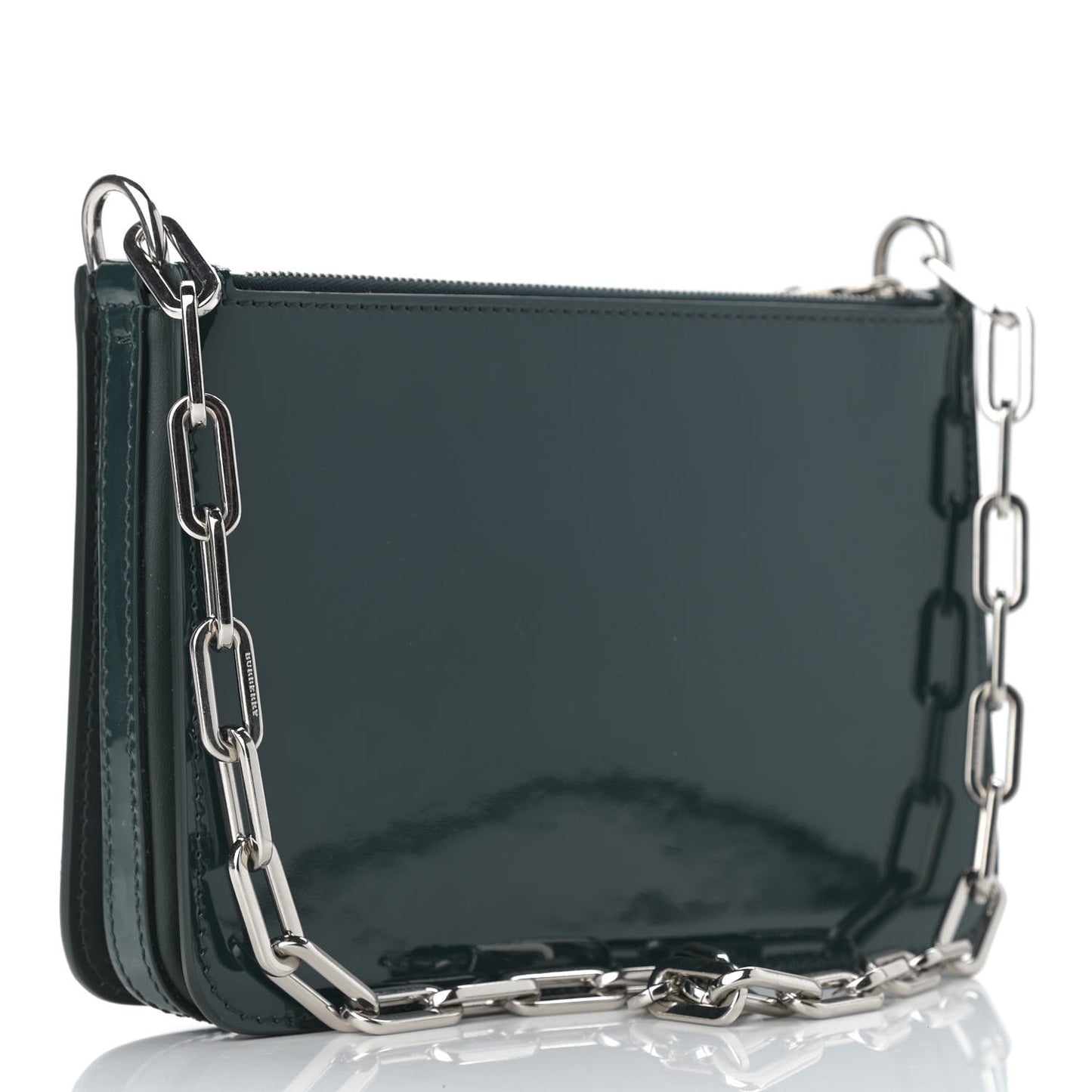 Patent Calfskin Penhurst Chain Triple Zip Shoulder Bag Green
