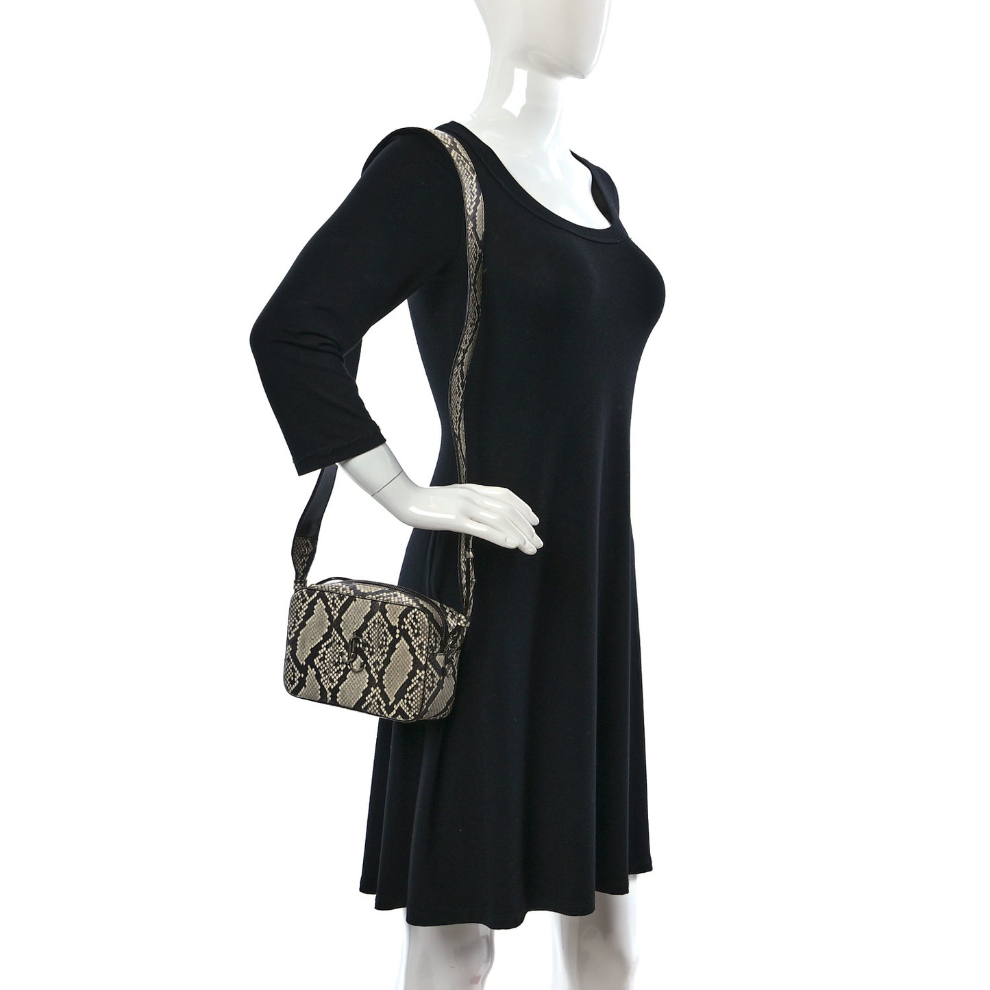 Calfskin Snakeskin Embossed Varenne JC Logo Camera Bag Neutral