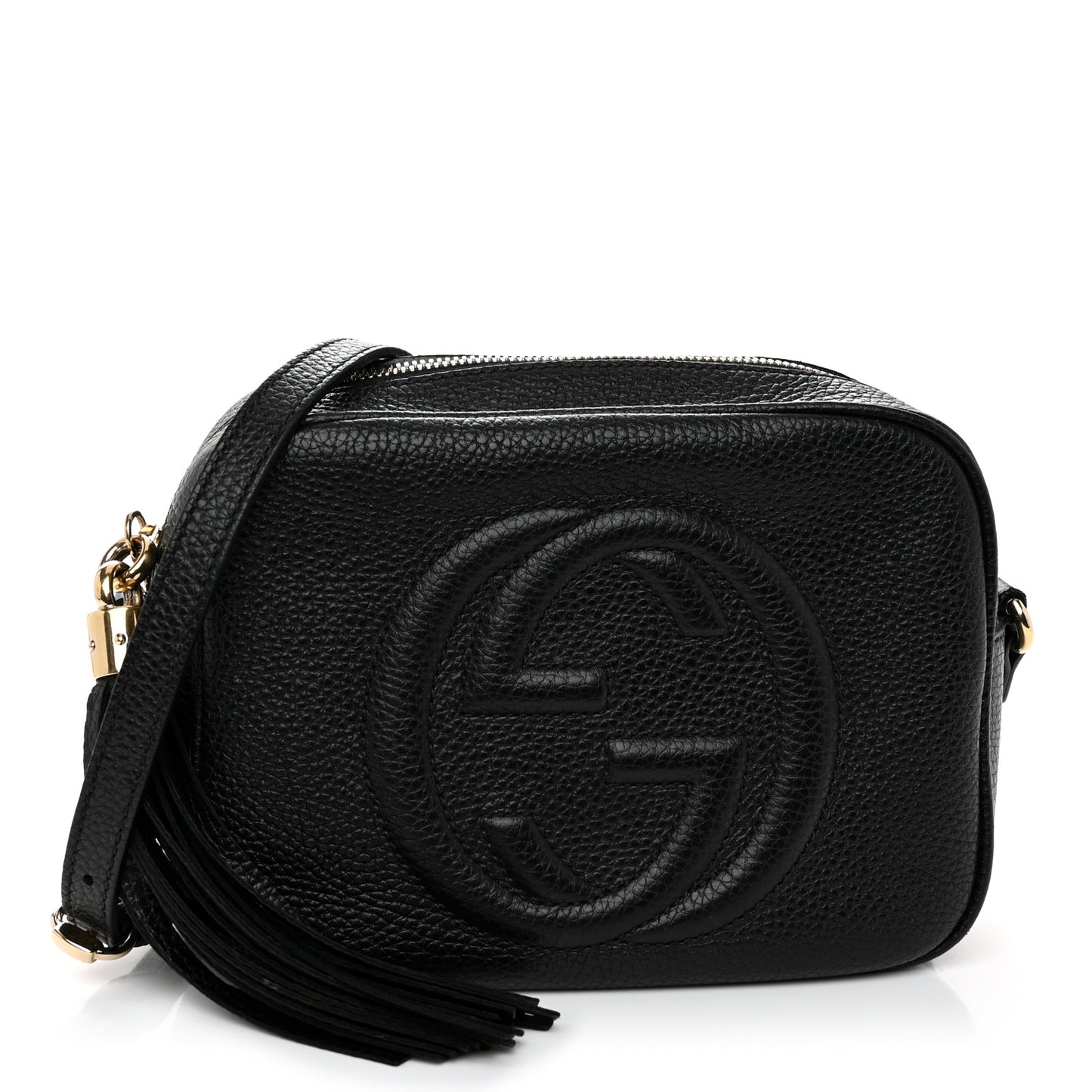 Pebbled Calfskin Small Soho Disco Bag Black