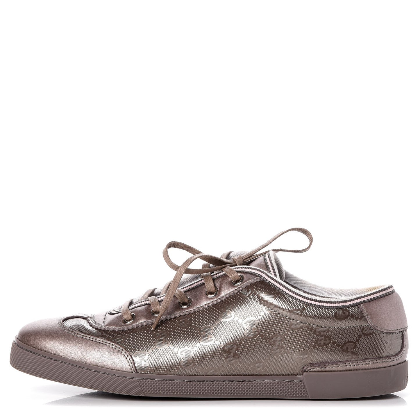 Imprime Monogram Metallic Miro Soft Calfskin Barcelona Low Top Sneakers 39.5 New Mauve