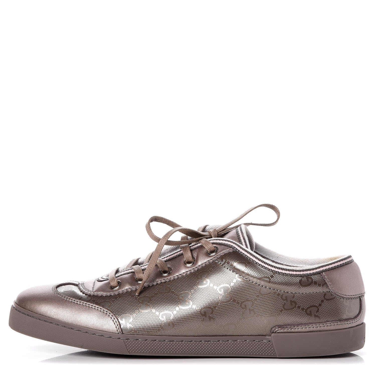 Gucci Imprime Monogram Metallic Miro Soft Calfskin Barcelona Low Top Sneakers 39.5 New Mauve 1 of 13