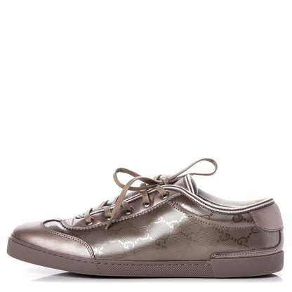 Gucci Imprime Monogram Metallic Miro Soft Calfskin Barcelona Low Top Sneakers 39.5 New Mauve 1 of 13