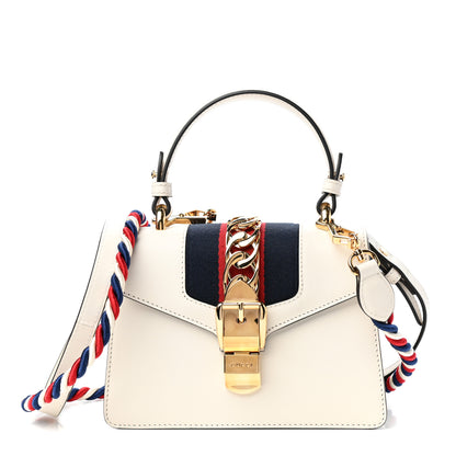 Gucci Calfskin Mini Sylvie Top Handle Bag White 1 of 11