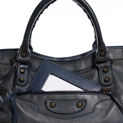 Balenciaga Agneau Classic Hardware Lizard Embossed City Dark Night 7 of 13
