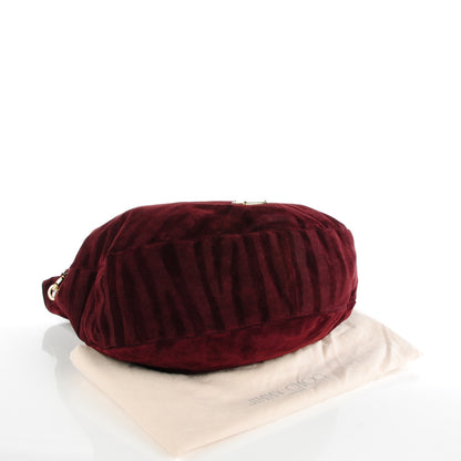 Jimmy Choo Zebra Printed Suede Large Sky Hobo Bordeaux 4 of 6
