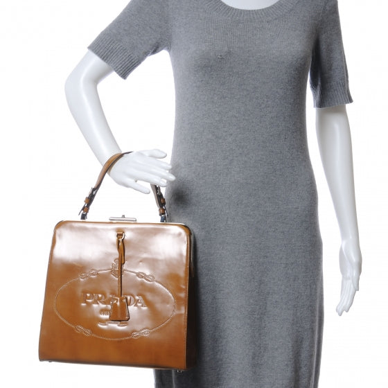 Spazzolato Logo Print Framed Bag Ambra