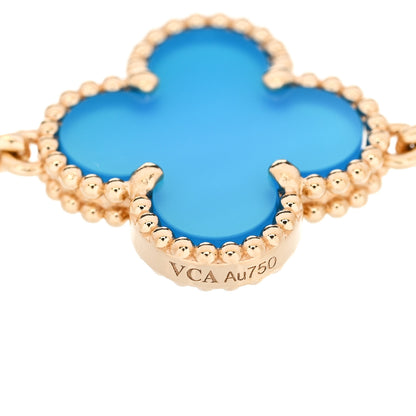 Van Cleef & Arpels 18K Yellow Gold Blue Agate 5 Motifs Vintage Alhambra Bracelet 3 of 4
