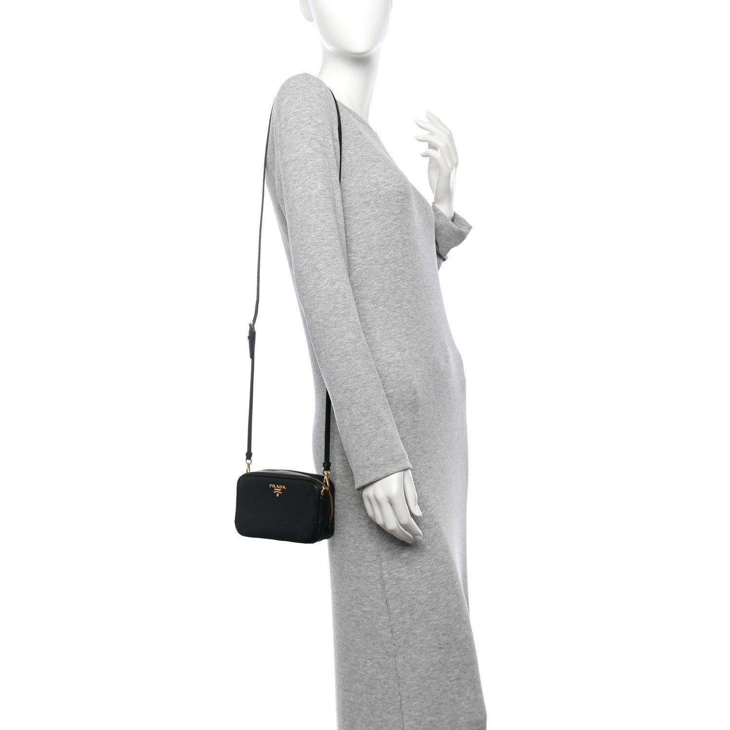 Prada Saffiano Mini Camera Crossbody Bag Black 2 of 10