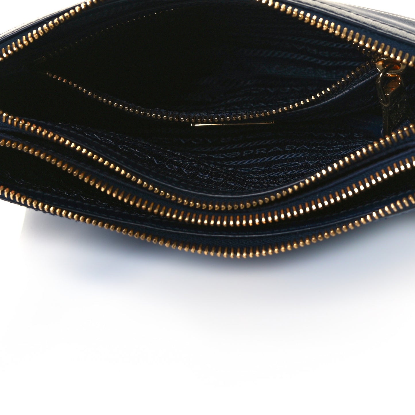 Tessuto Nylon Soft Calf Double Zip Crossbody Bag Blue