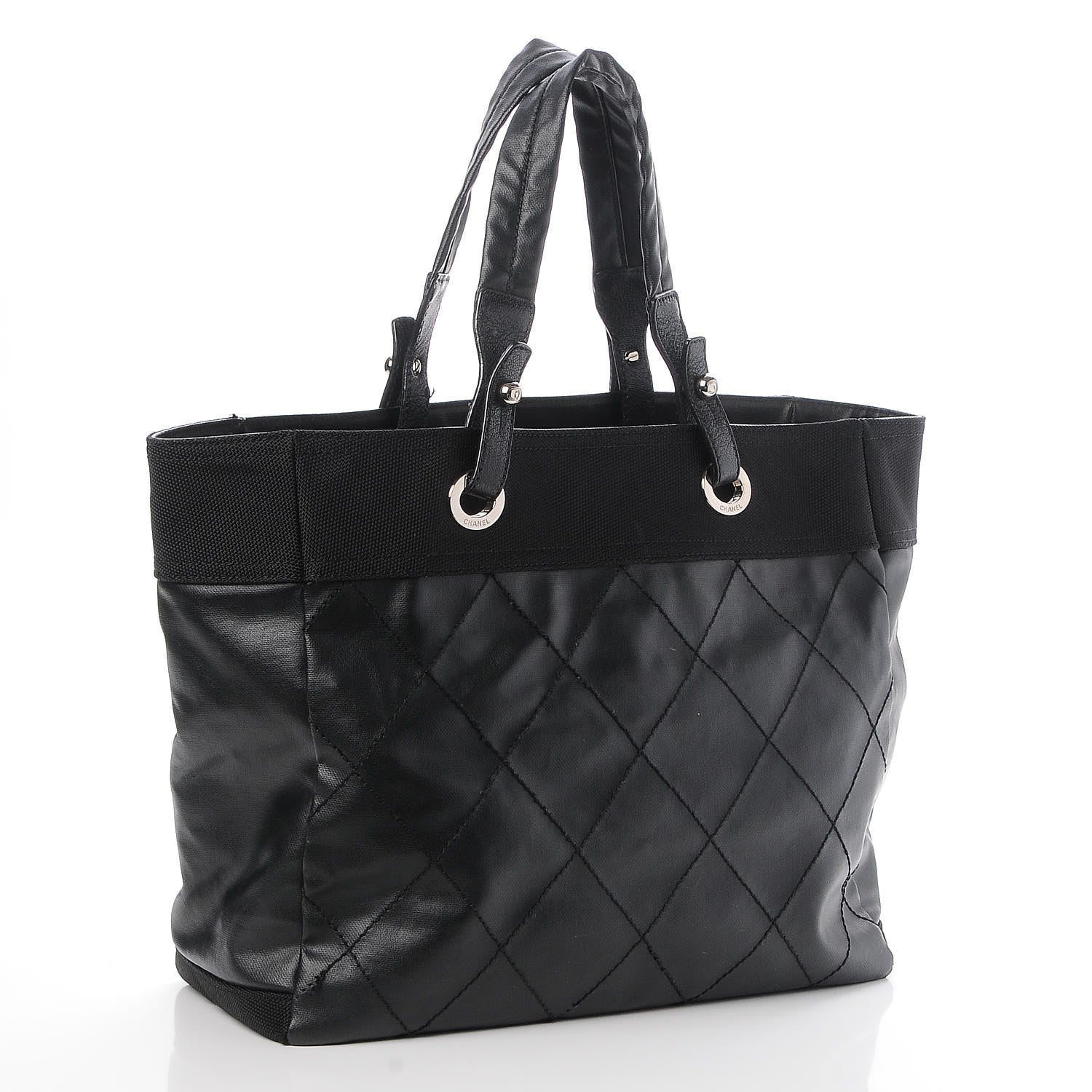 Chanel Coated Canvas Large Paris Biarritz Tote Black 3 of 9