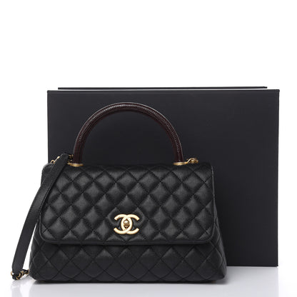 Chanel Caviar Lizard Embossed Quilted Small Coco Handle Flap Black 10 of 10