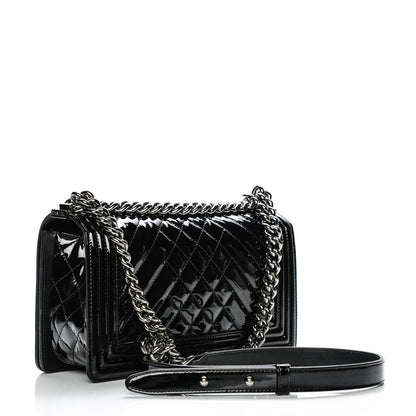 Chanel Patent Chevron Quilted Medium Boy Flap Black 3 of 14