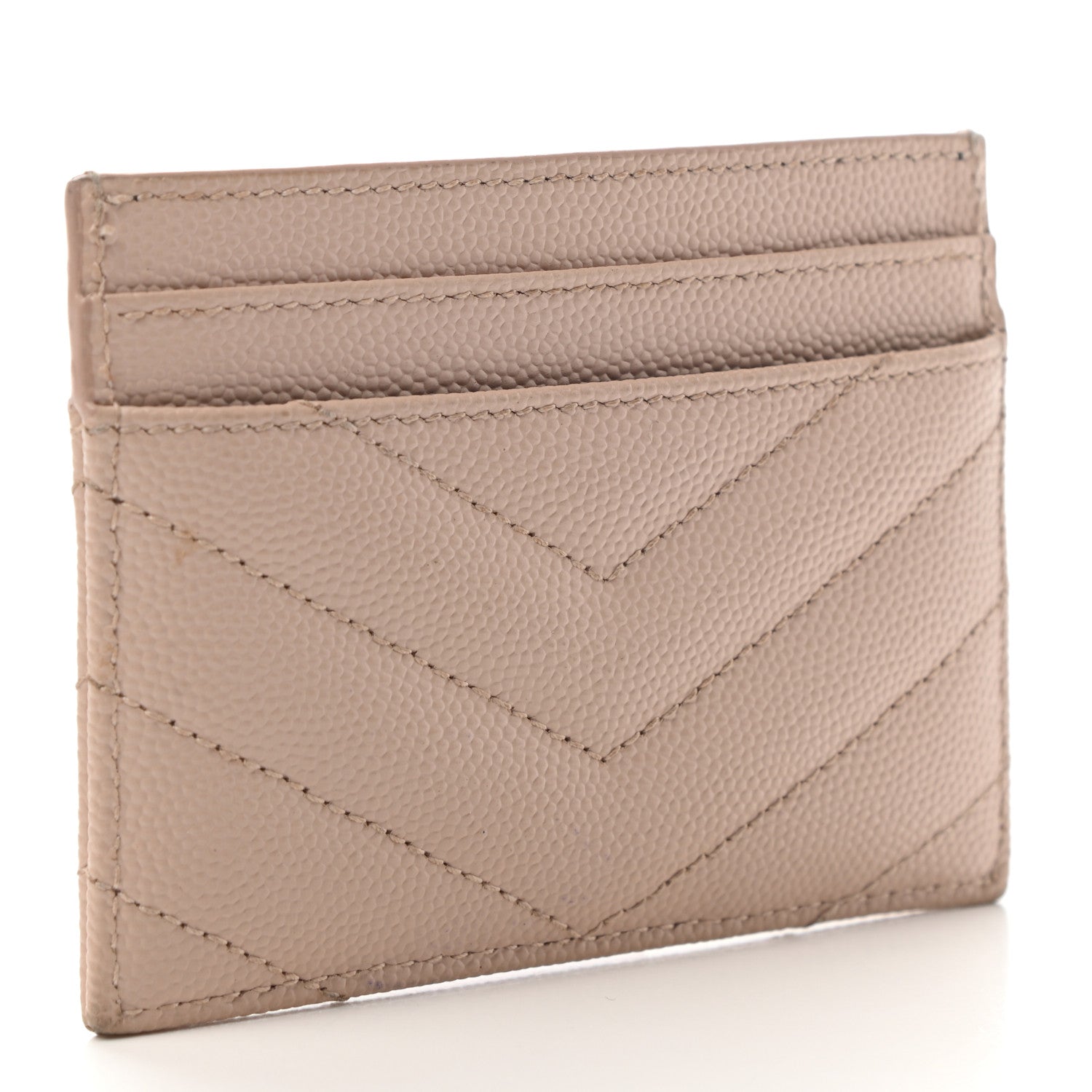 Saint Laurent Grain De Poudre Matelasse Chevron Monogram Credit Card Case Marble Pink 3 of 7