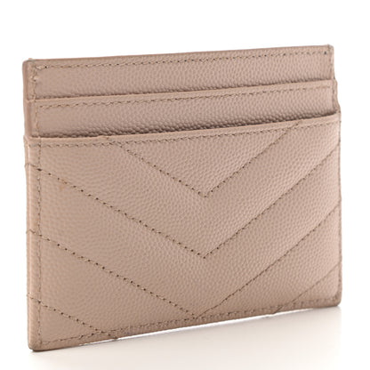 Saint Laurent Grain De Poudre Matelasse Chevron Monogram Credit Card Case Marble Pink 3 of 7