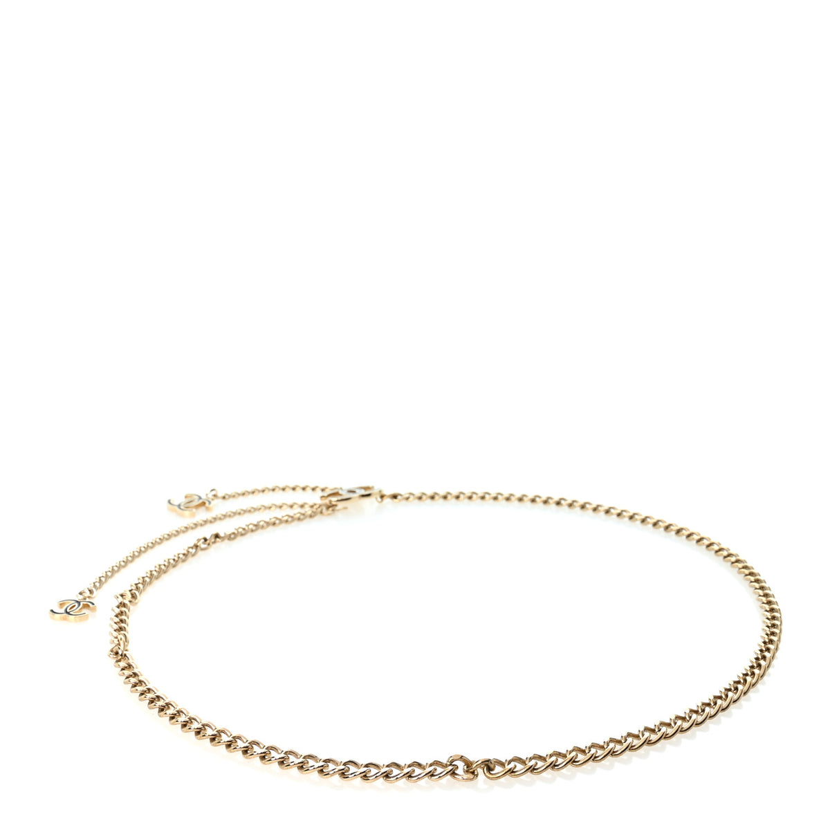 Enamel CC Chain Logo Belt Gold Black