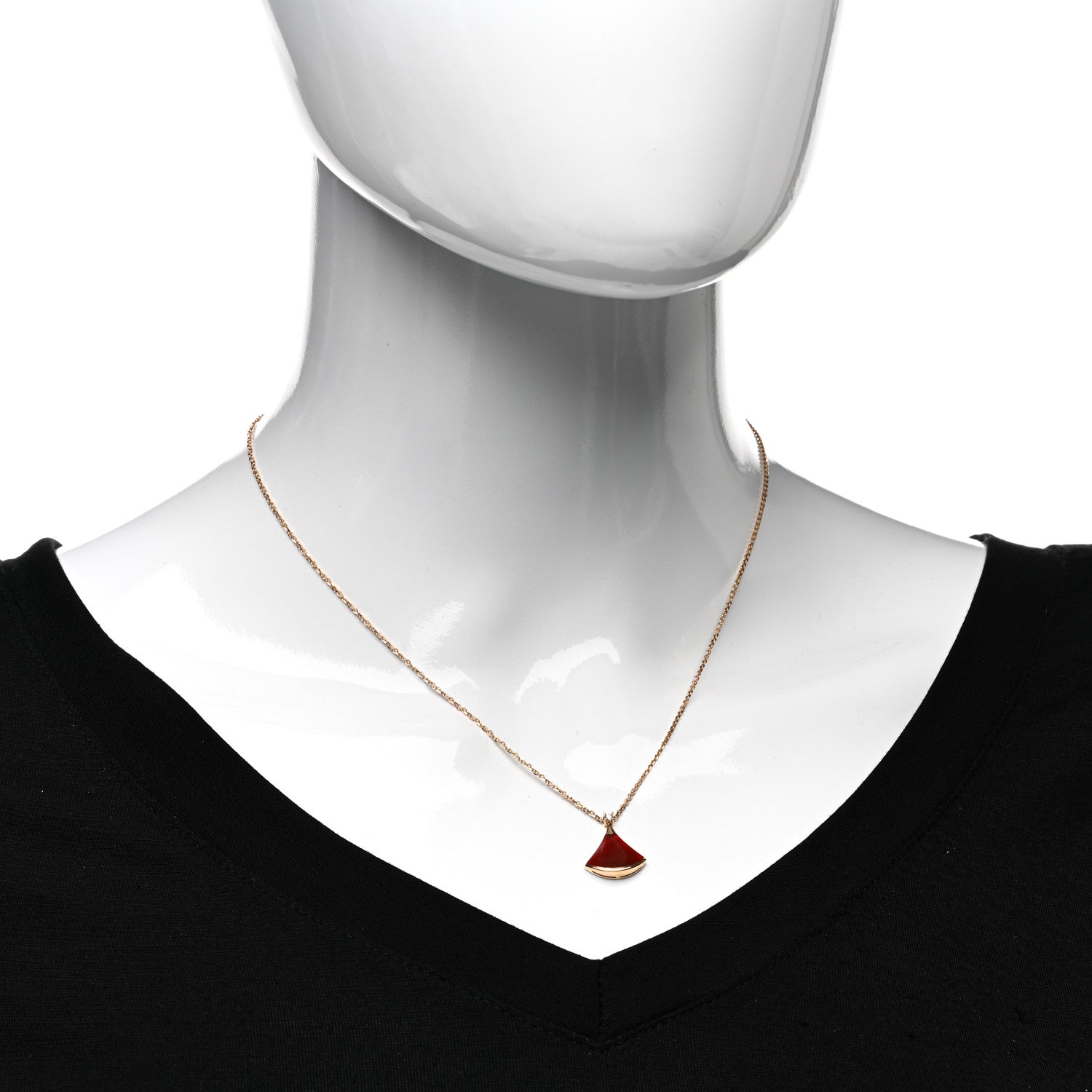 Bulgari 18K Rose Gold Diamond Carnelian Divas' Dream Pendant Necklace 2 of 4