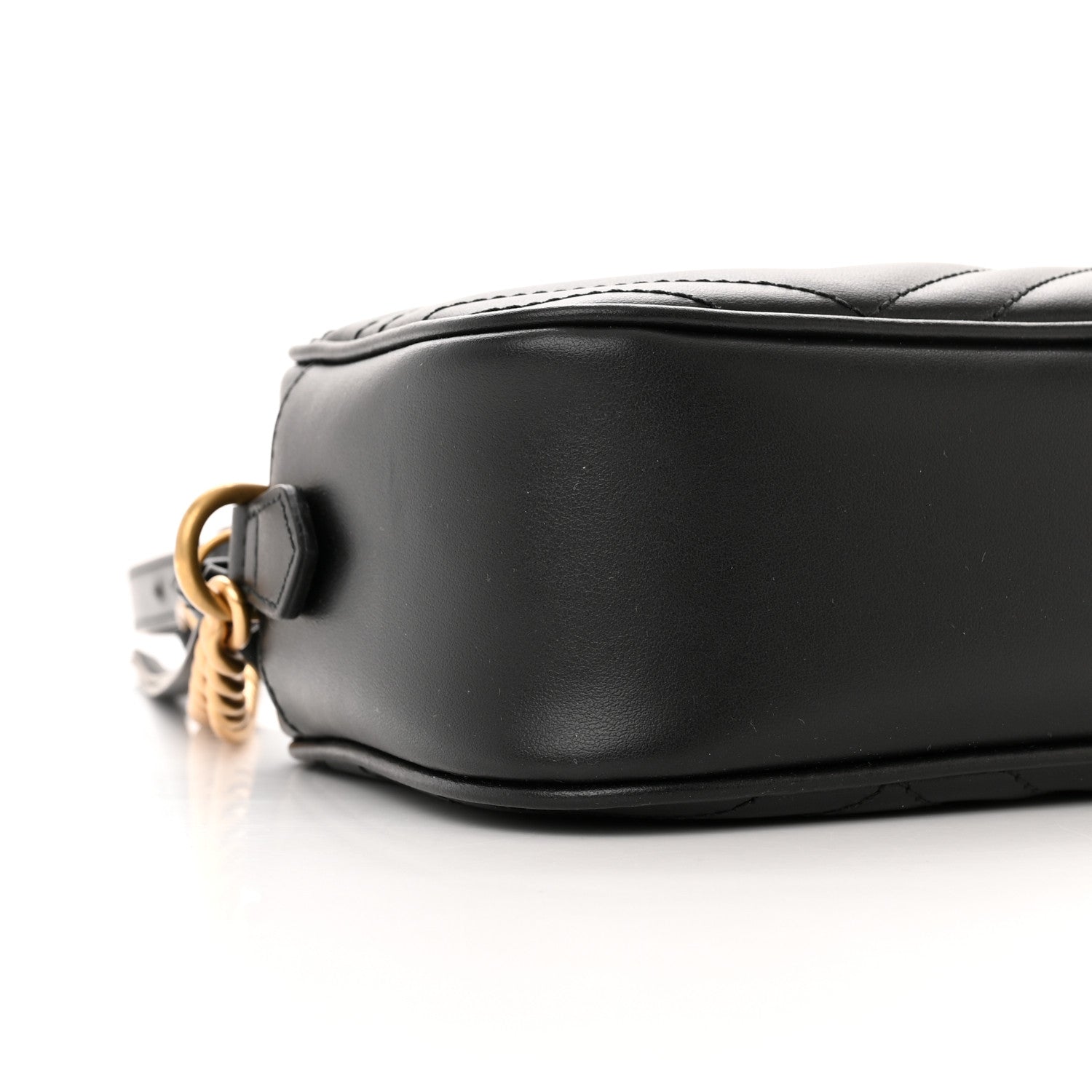 Gucci Calfskin Matelasse Small GG Marmont Chain Shoulder Bag Black 10 of 12