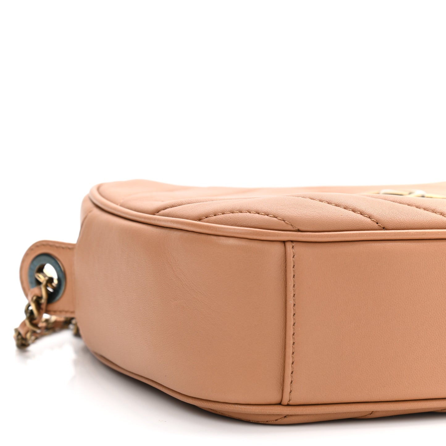 Lambskin Chevron Quilted Pyramid CC Camera Case Camel