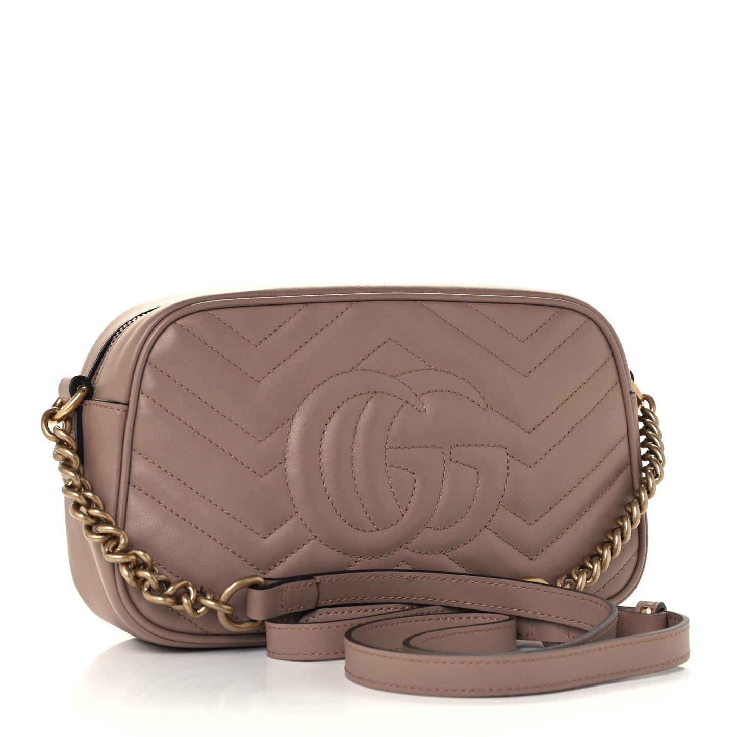 Calfskin Matelasse Small GG Marmont Chain Shoulder Bag Porcelain Rose