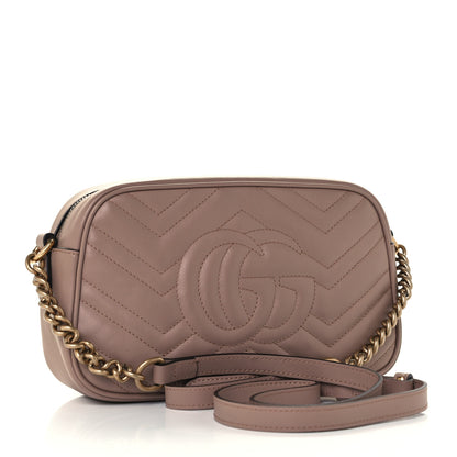 Gucci Calfskin Matelasse Small GG Marmont Chain Shoulder Bag Porcelain Rose 3 of 11