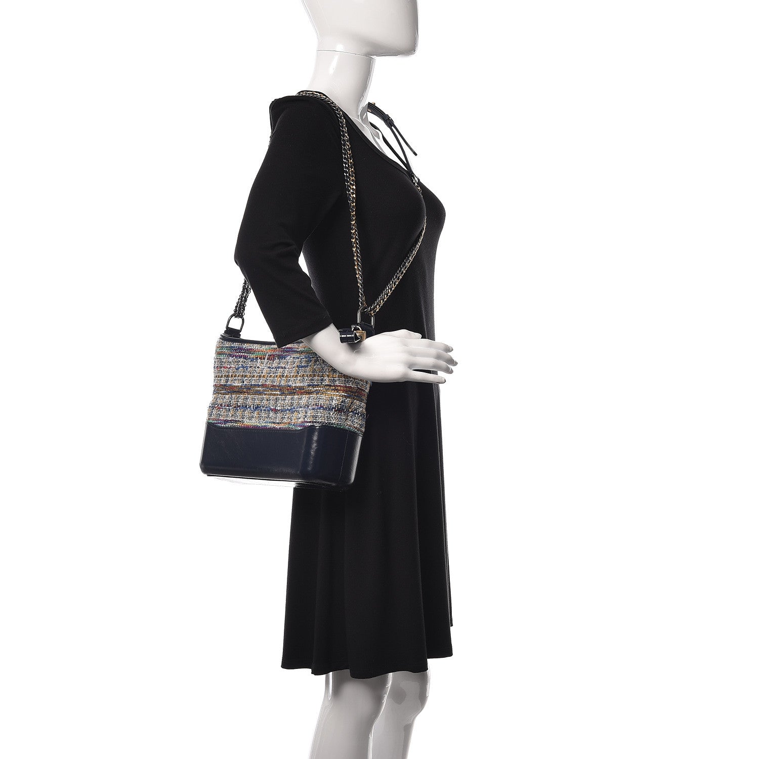 Chanel Tweed Calfskin Medium Gabrielle Hobo Blue 2 of 13