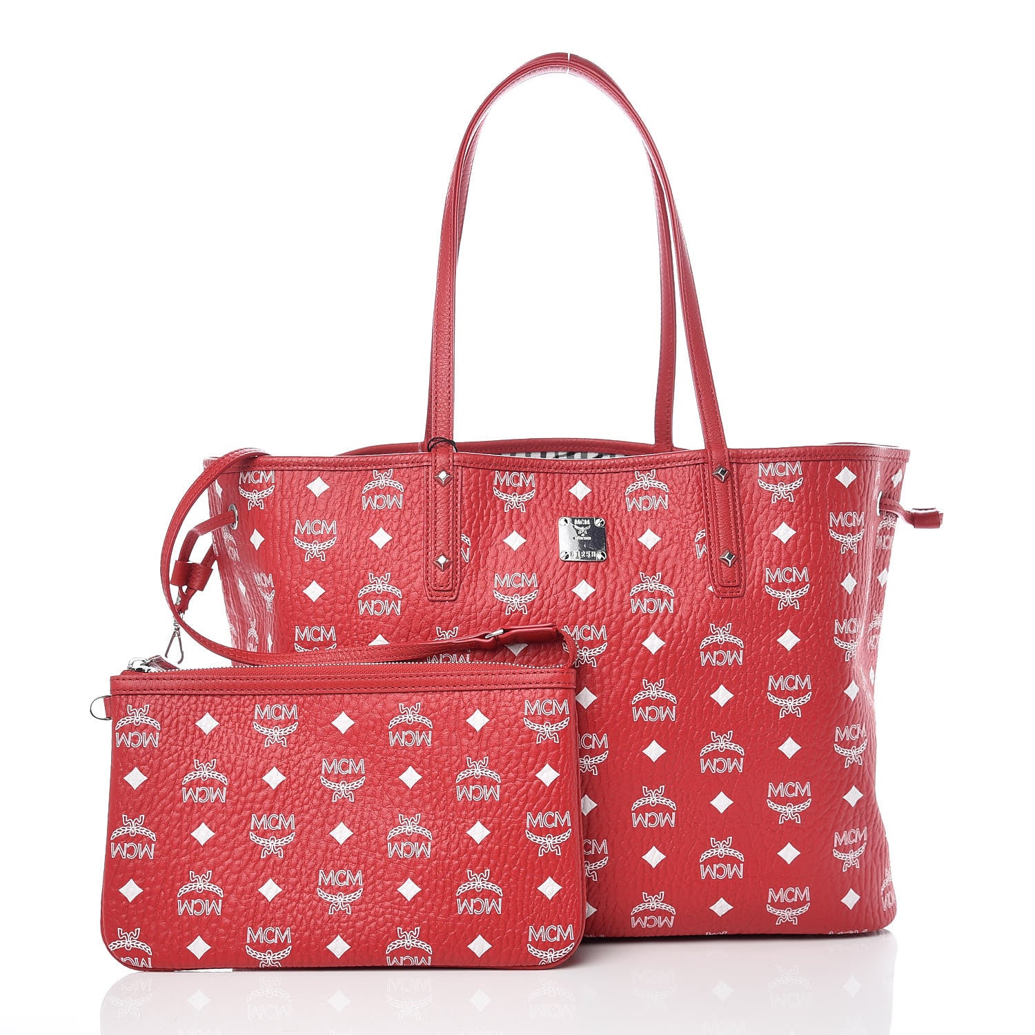 MCM Visetos Medium Reversible Shopper Tote Ruby Red 5 of 16