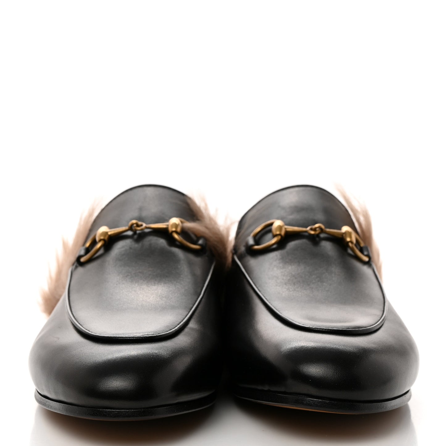 Calfskin Fur Womens Princetown Slippers 37.5 Black