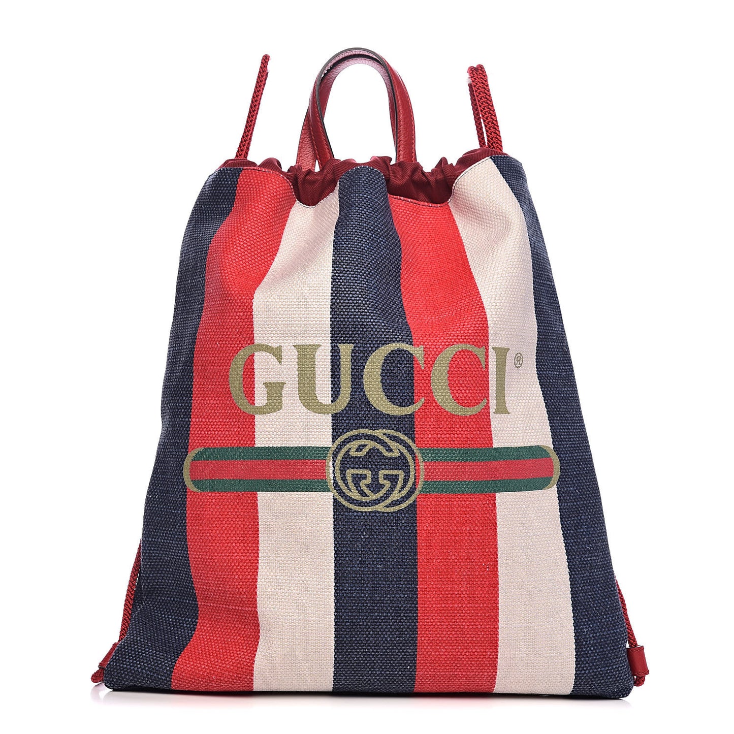 Canvas Logo Sylvie Stripe Drawstring Backpack Red