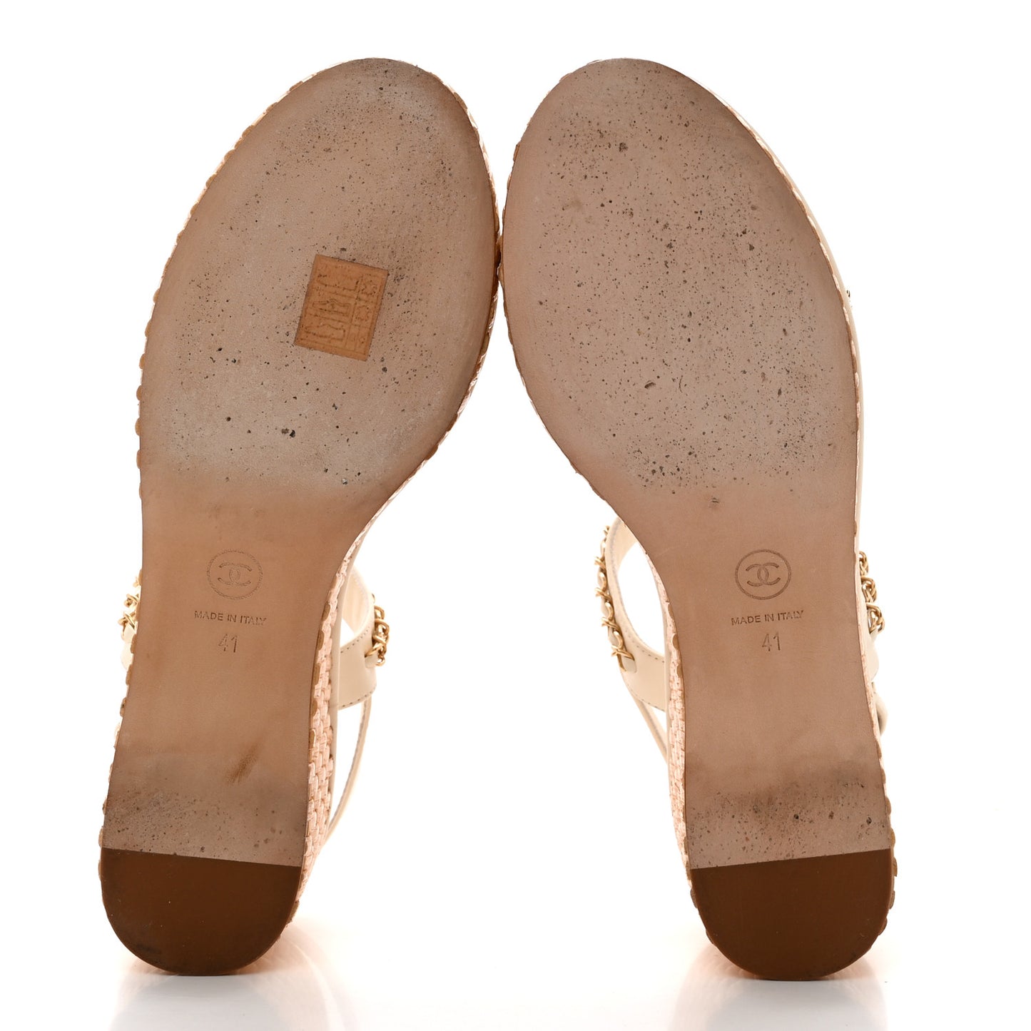 Lambskin Chain Platform Sandals 41 White