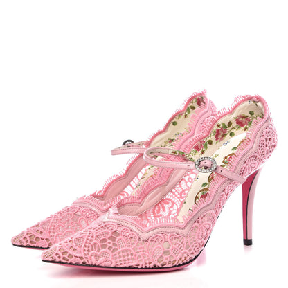 Gucci Lace Pizzo Venice Pumps 37 Sugar Pink 3 of 9