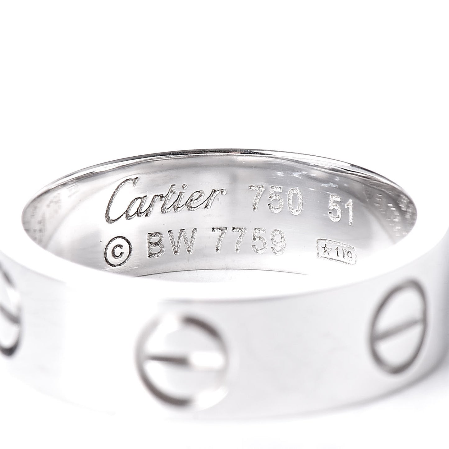18K White Gold 5.5mm LOVE Ring 51 5.75