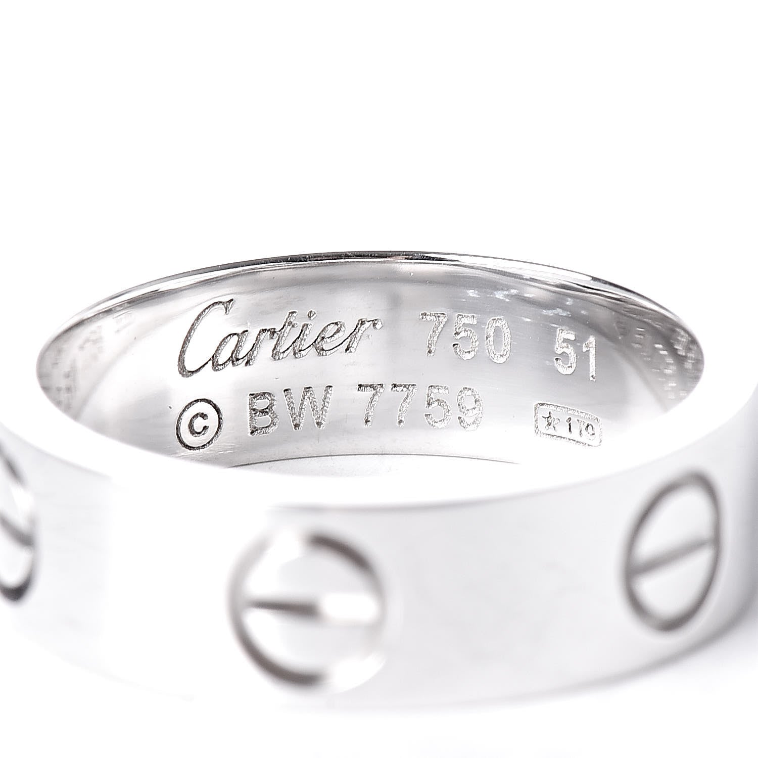 Cartier 18K White Gold 5.5mm LOVE Ring 51 5.75 4 of 4