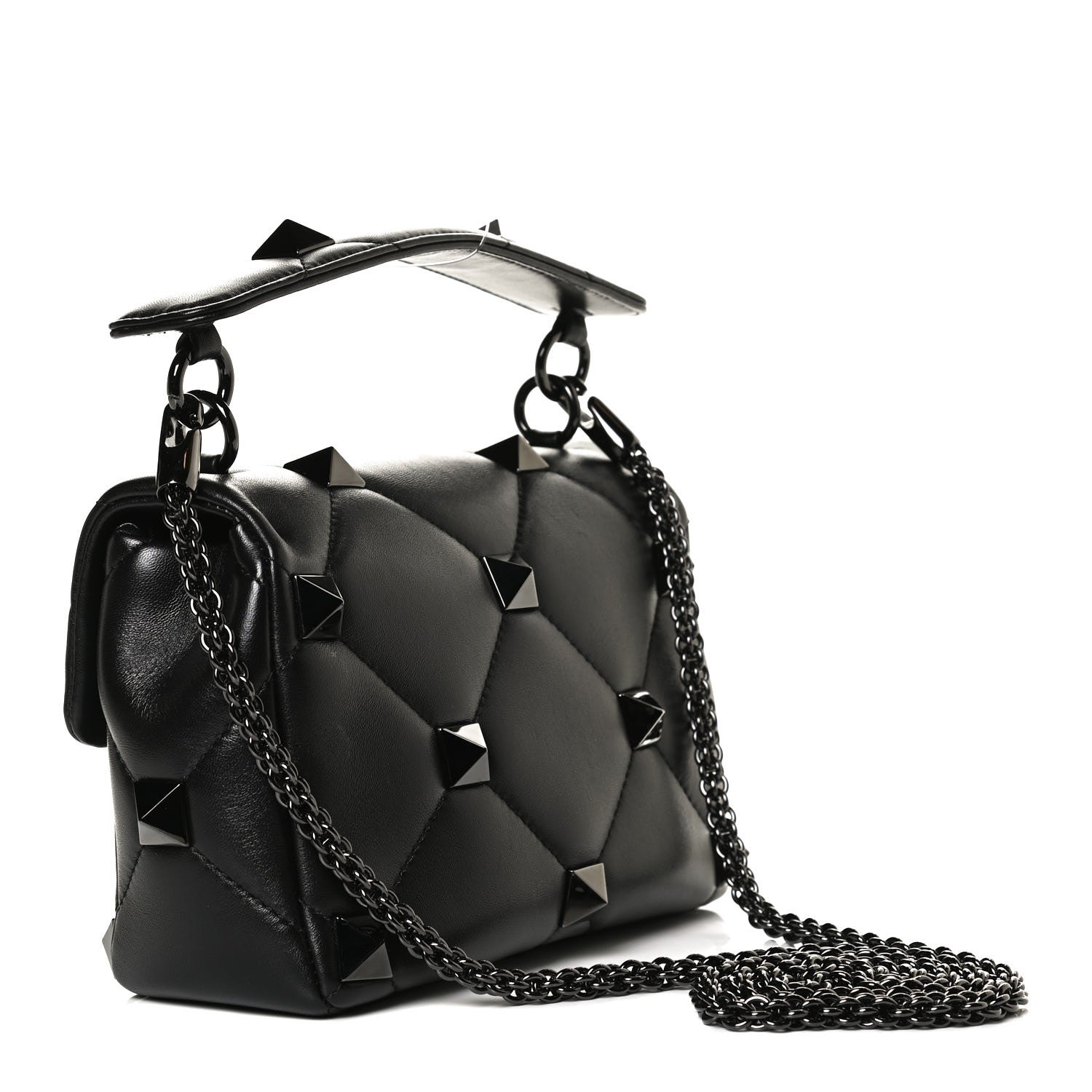 Valentino Garavani Nappa Monochrome Medium Roman Stud Shoulder Bag Black 3 of 10