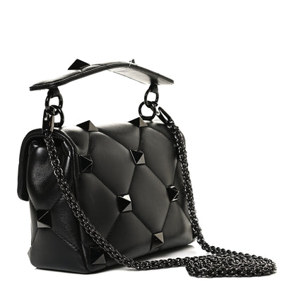 Valentino Garavani Nappa Monochrome Medium Roman Stud Shoulder Bag Black 3 of 10