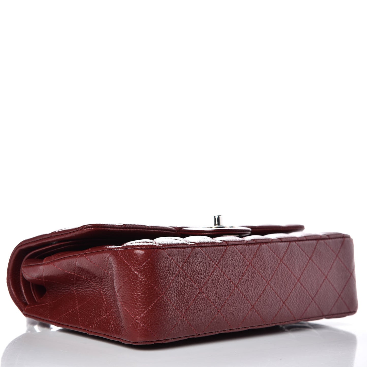 Caviar Quilted Medium Double Flap Dark Red
