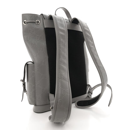 Gucci Calfskin GG Tennis Embossed Double Buckle Backpack Grey 3 of 13