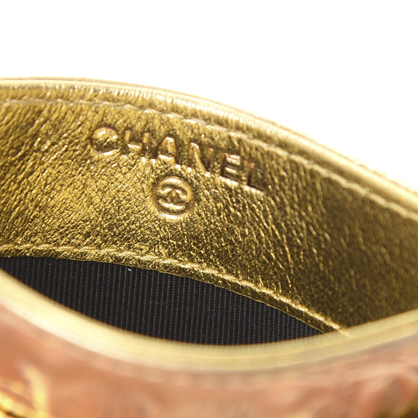 Metallic Calfskin Crocodile Embossed Cocodile Card Holder Gold