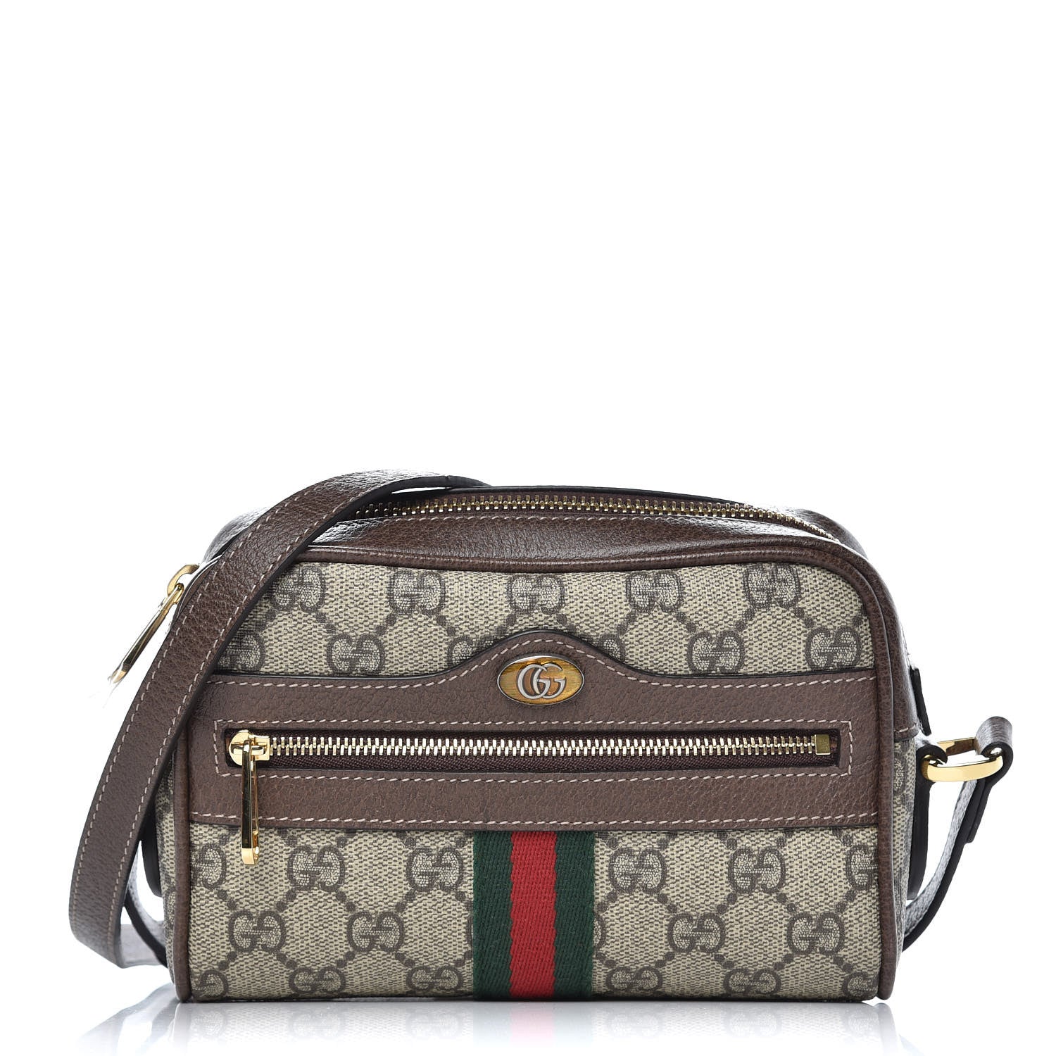 Gucci GG Supreme Monogram Web Mini Ophidia Shoulder Bag Brown 1 of 10