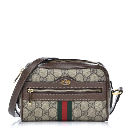 Gucci GG Supreme Monogram Web Mini Ophidia Shoulder Bag Brown 1 of 10