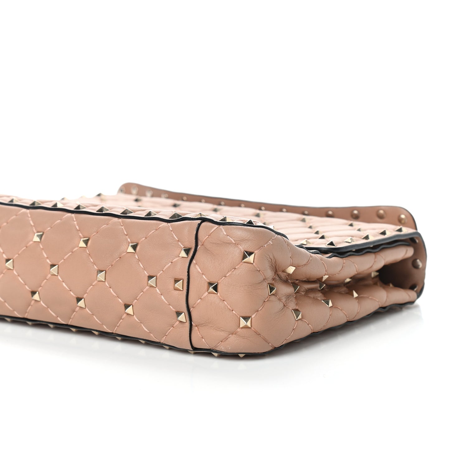 Nappa Medium Rockstud Spike Shoulder Bag Soft Noisette