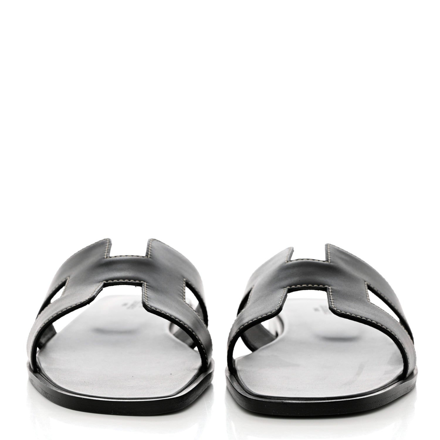 Hermes Box Calfskin Oran Sandals 39.5 Black 2 of 10