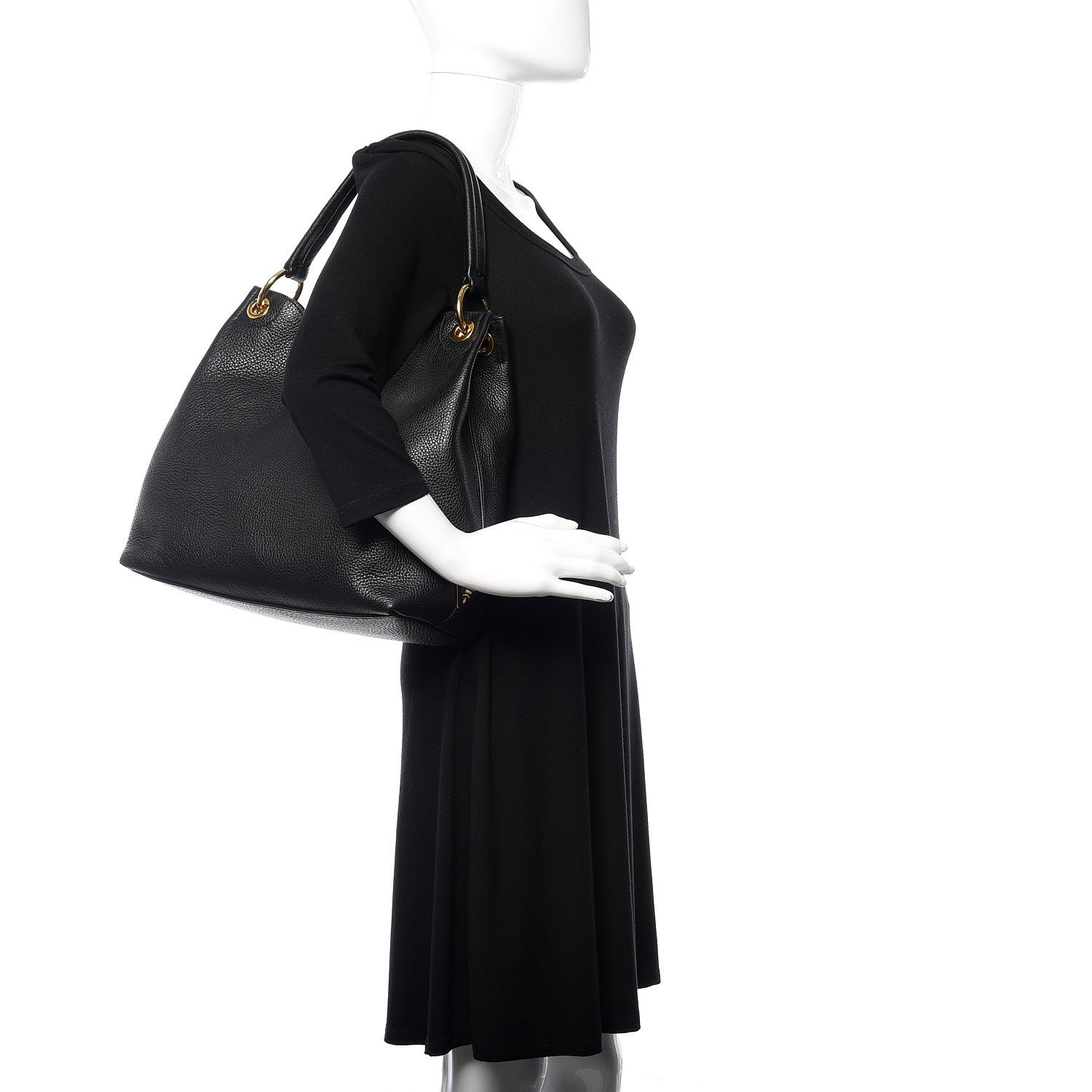 Prada Vitello Phenix Embossed Logo Hobo Black 2 of 10